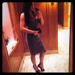 Bebe silver zip up dress